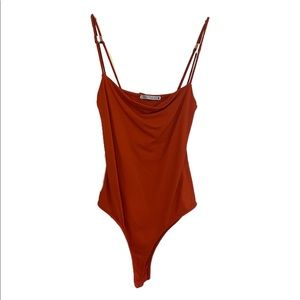ZARA Square Neck Orange Bodysuit